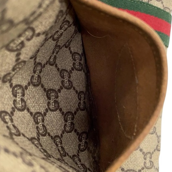 🤩NEW ITEM 🚨💰LUX GUCCI PLUS PVC SHERRY TAN LINE LARGE BAG - Picture 7 of 16